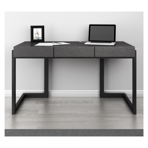 56" Writing Desk in Graphite Italian Ebony Veneer w/ Solid Cherry Wood Base